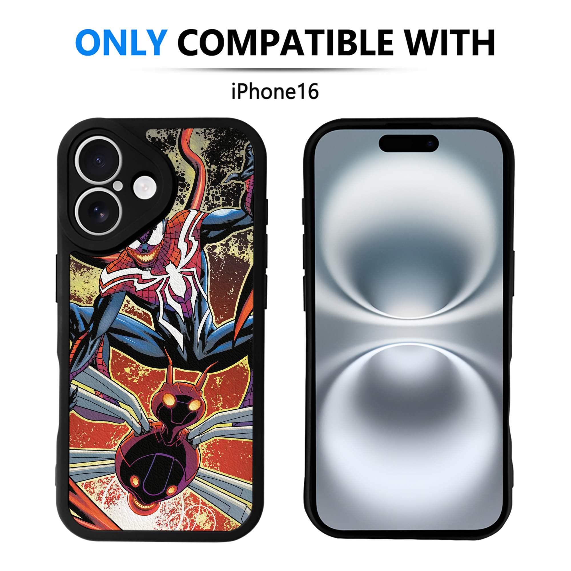 （画像用） Spider Man スパイダーマン 【iPhone 16シリーズ対応】シリコンスマホケース（レザー調） 材質：シリコン